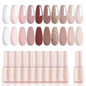 Nude Gel Polish 10 Pcs All Seasons Skin Tones Gel Nail Polish Nude Pink Neutral
